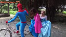 Elsa frozen Anna Spiderman fight off bandits Venom Captain Fun Superheroes in real life