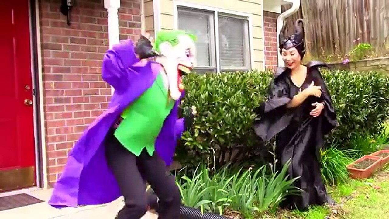 Spider-Man and Elsa against doorbell poop jokes pernicious joker funny superhero in real