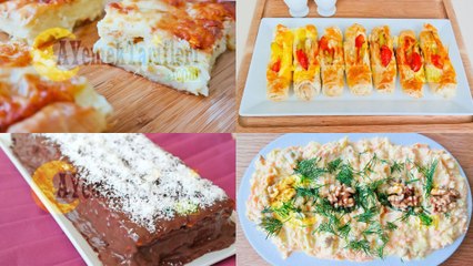 Menü 12 | Kaşarlı Pırtık Börek, Peynirli Karnıyarık Börek, Havuçlu Kabak Salatası, Bisküvili Pasta