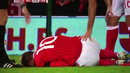 Aaron Ramsey Gets Hit Directly Into His Nuts vs Serbia!