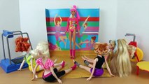 Frozen Barbie Yoga Workout Class Elsa, Disney Princess Anna, Brave Merida, Rapunzel DisneyCarToys