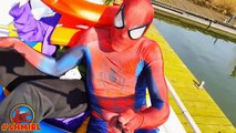 SPIDERMAN VLOG In Real Life -Spiderman showing his Boat Captain Spiderbaby Ship Superhero Fun SHMIRL