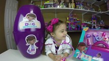 HUGE SURPRISE EGG DOC MCSTUFFINS   Surprise Toys   Play-Doh Doc McStuffins Kid-Friendly Toy Opening