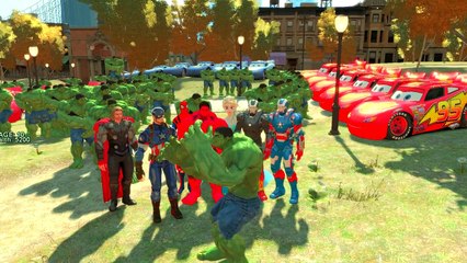 Nursery Rhymes Hulk Smash McQueen Disney Cars play with Spiderman, Iron Man, Thor & Elsa