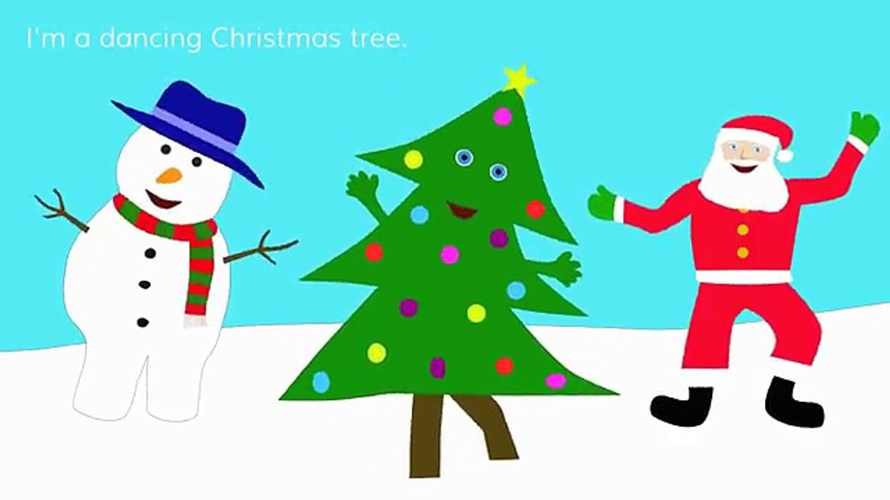 dancing christmas tree and snowman clipart