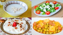 Menü 20 | Terbiyeli Tavuk Suyu Çorbası, Etli Bezelye, Roka Salatası, Cevizli Güllaç