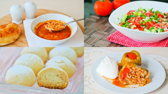 Menü 21 | Tavuk Çorbası, Kıymalı Biber Dolması, Çoban Salatası, Un Kurabiyesi