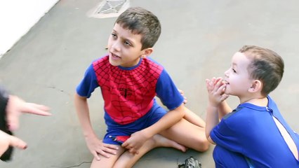 Spiderman & Captain America Poop Colored Orbeez Superheroes Kids VS Maleficent in Real Life