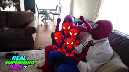 PREGNANT PINK SPIDERGIRL VS SPIDERMAN DELIVERS SPIDERBABY QUADRUPLETS w/ FROZEN ELSA Funny Superhero