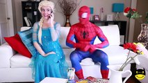 Frozen Elsas DRESS RUINED! w/ Spiderman Bad Baby Dolls Anna Joker Pink Spidergirl Doll Superhero