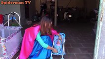 Spiderman vs Venom kidnapping Baby of anna Pinks SpiderGirl Elsa Fun Superheroes in real life