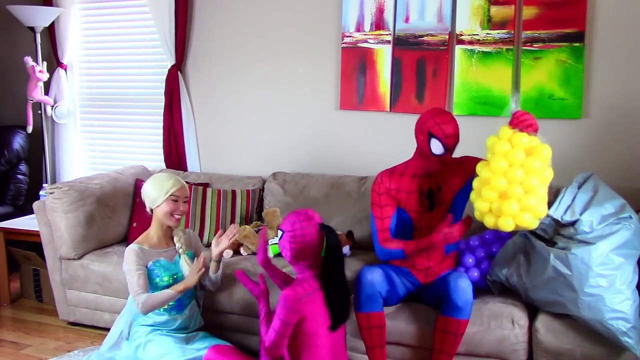 Elsa becomes Pink Spiderelsa with Pink Spidergirl and Joker in Jail: Funny Superhero video