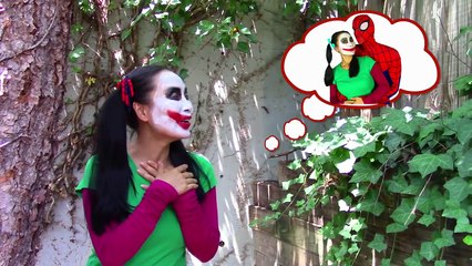 Snow White becomes Police Woman w/ Frozen Elsa, Spiderman, Godzilla, Joker Girl, Joker