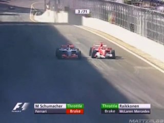 F1 Brazil 2006 MSchumacher epic overtake Raikkonen