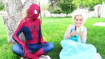 Spider-man vs JOKER UGLY FROZEN ELSA TURNS RAINBOW FACE Spidergirl & Superman HARLEY QUINN Prank