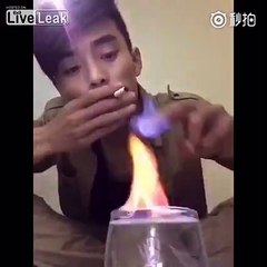 Boy sets his balls on fire