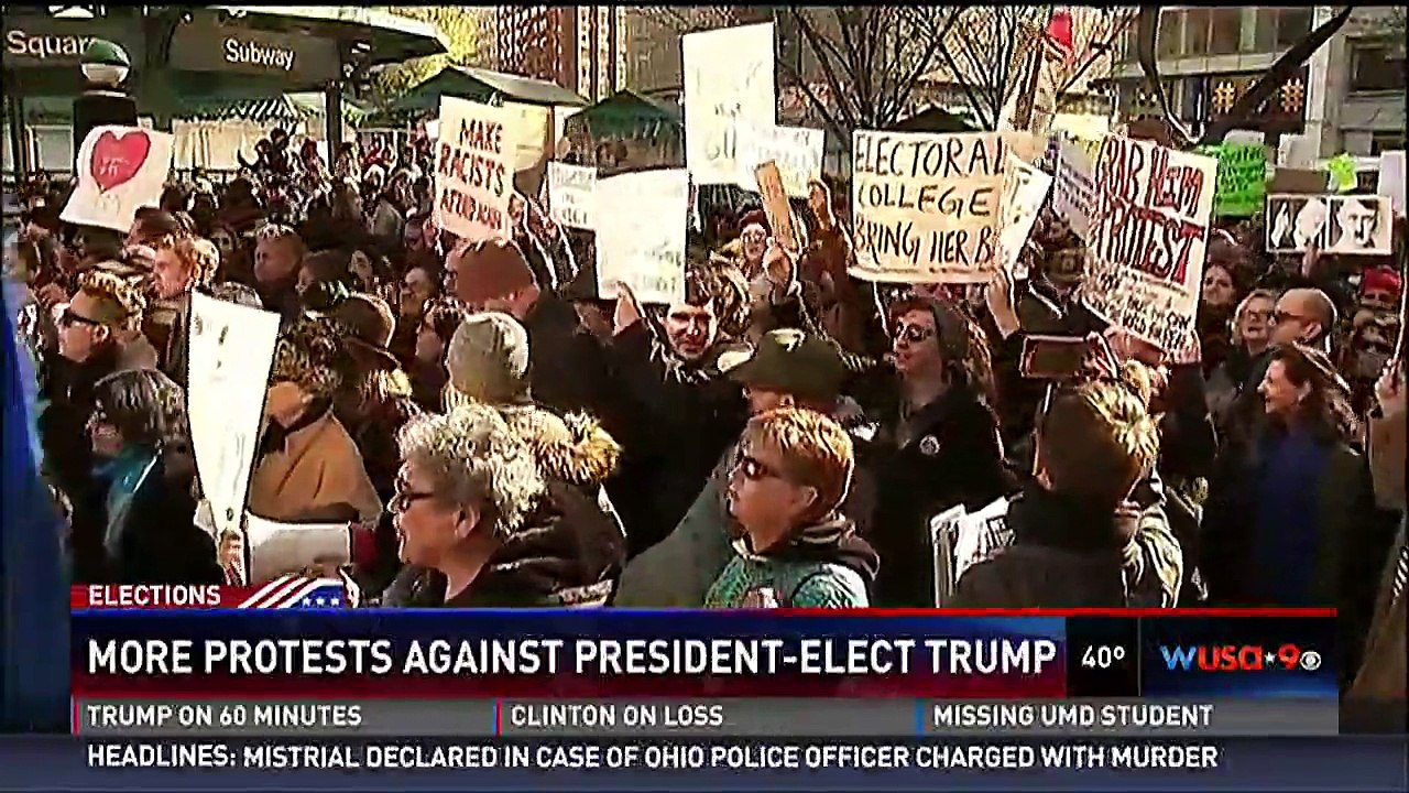 Anti-Trump protesters gather outside the White House