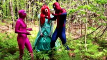 Pink Spidergirl & Maleficent Get a PINOCCHIO NOSE! w/ Spiderman, Frozen Elsa & Anna, Mermaid & Candy