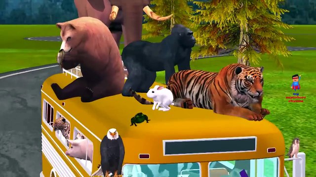 Animals Cartoon For Kids Singing Wheels On The Bus Go Round And Round Children Nursery Rhymes