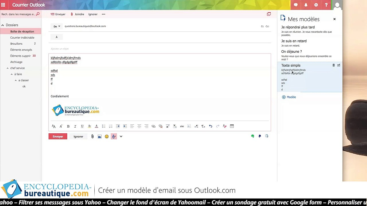 Comment créer un modèle d'email sous outlook