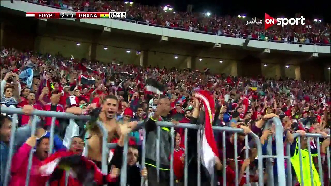 The second goal of the progress made by the Egyptian team player Abdallah Said 86 minutes of the game