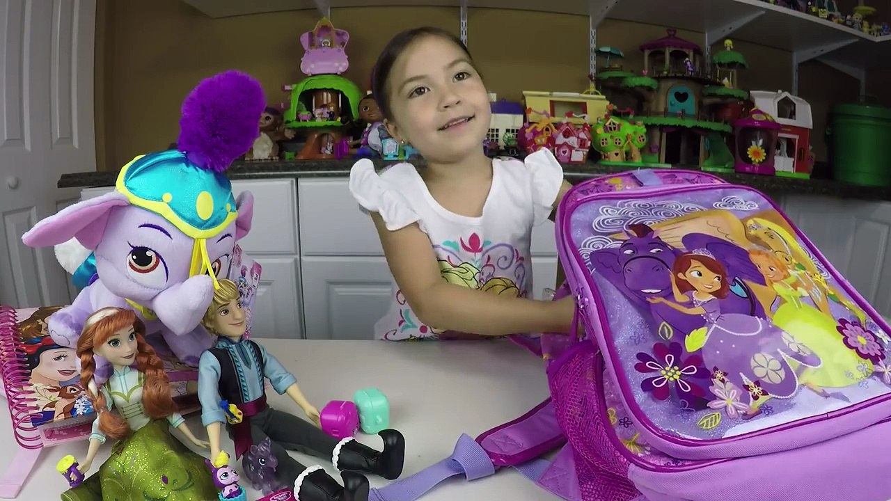 SOFIA THE FIRST & DISNEY PRINCESS SURPRISE EGGS TOYS BACKPACKS Frozen Elsa, Anna, Kristoff Toy Video