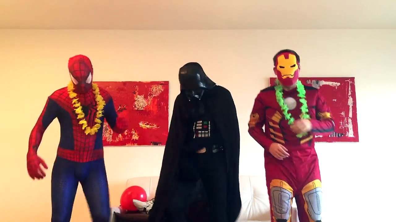 Superheroes Dancing to Kids Songs/Nursery Rhymes for Children (Spiderman, Darth Vader, Iron Man)