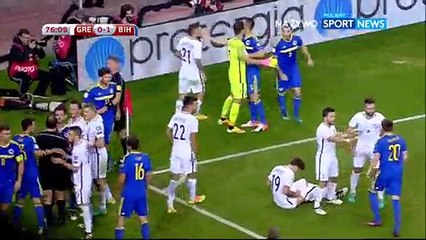 Edin Dzeko & Kyriakos Papadopoulos RED CARD HD - Greece 0-1 Bosnia & Herzegovina - 13-11-2016