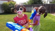 Bad Baby Joker Twins Joker Kate & Lilly vs Batman Dad in Real Life, Nerf Gun Fight Twins & To