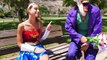 #Frozen Elsa Gets BRACES w/ Spiderman Joker Anna Maleficent Spidergirl Bubble Gum! Superhero Fun IRL