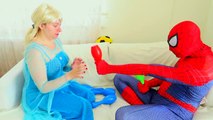 Frozen Elsa SNAKE ATTACK! w/ DOCTOR Spiderman Joker Maleficent Poison Ivy Anna! Superhero Fun IRL :)