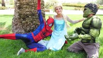 Elsa becomes Stronger & gets Hulk MUSCLES! w/ Spiderman vs maleficent, Thor, anna
