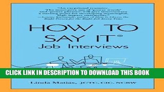 [PDF] Epub How to Say It Job Interviews Full Online