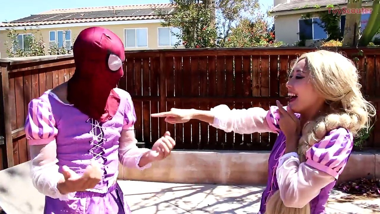 Spiderman Wears Princess Rapunzel's Dress! w_ T...
