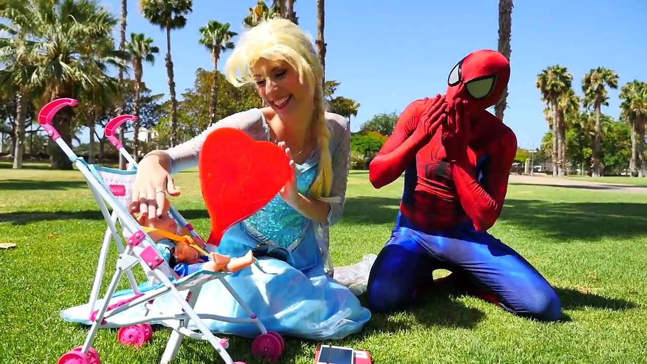 Frozen Elsa trample on Joker Spiderman vs Batman Fight! Superhero Battle in real life