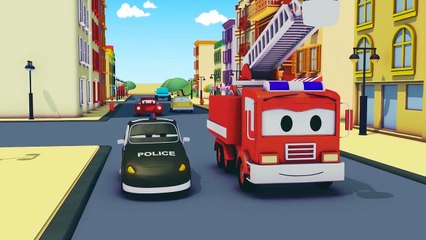 Авто Патруль_ полицейская машина, и Привидение, пугающее детей в Автомобильном Хэллоуину