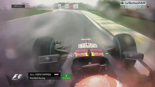 Max Verstappen en drift maitrisé pour éviter le crash