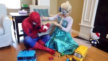 Real Life Spider baby Poo Pee Fart Prank & Frozen Elsa vs Dinosaur vs Spiderman Videos for Kids
