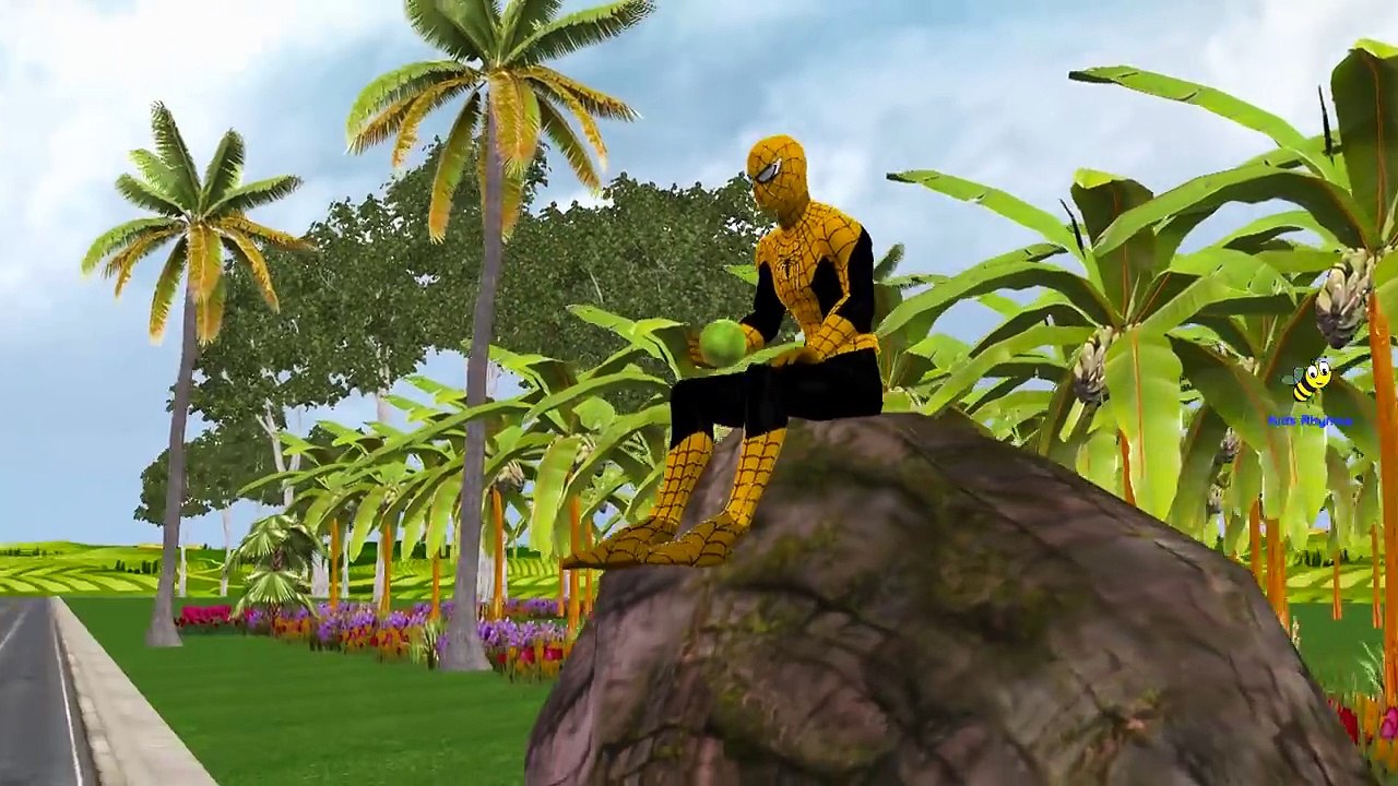Finger Family Yellow Spiderman Vs Red Batman Cartoon Fight And Battles Children Nursery Rhymes