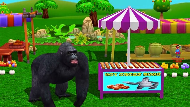 Dinosaurs Cartoons Godzilla And King Kong Singing Hot Cross Buns Children Nursery Rhymes
