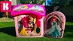 Принцессы Диснея Замок Принцесс большой домик для девочек Катя собирает игрушечный дом во дворе