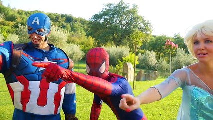 Maleficent Vs Weather! w/ Spiderman Frozen Elsa & Werewolf - Superhero fun :)