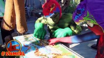 SPIDERMAN and HULK FUN with REAL DINOSAURS w Spiderman POO prank stealing TRex EGGS Amazing FUN