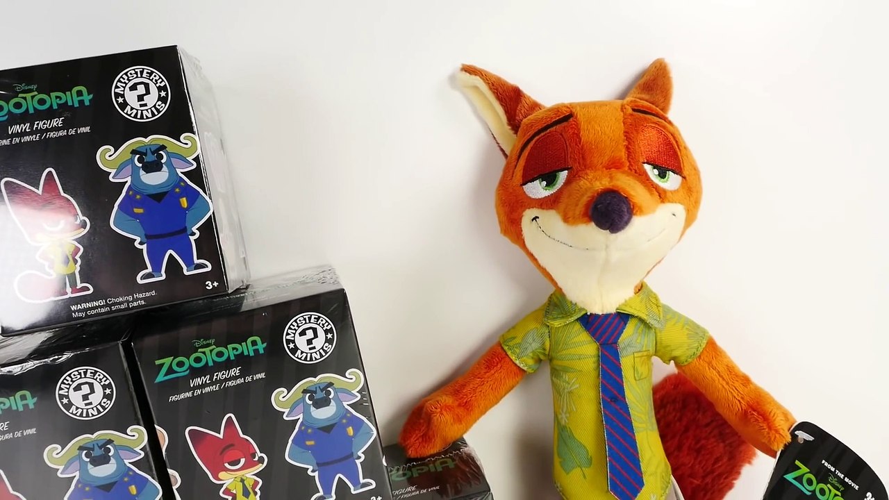 Funko Mystery Minis Opening Disney ZOOTOPIA Movie Unboxing with Judy and Nick Stuffed Animals