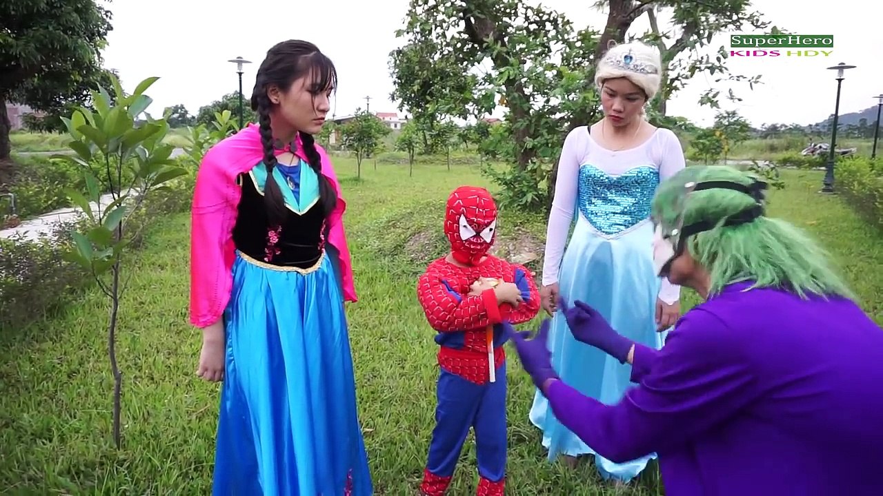 Spiderman & Frozen Elsa Anna, Hulk vs Maleficent & Joker Wolfman Candy w/ Funny Superhero