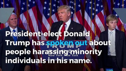 Download Video: Donald Trump tells people harassing minorities to 'stop it'