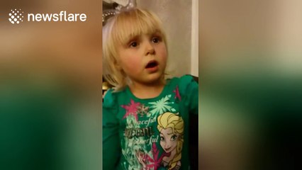 Cute little girl lists what she wants from the shops