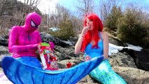 Spiderman & Pink Spidergirl vs Godzilla / T-Rex! w/ Frozen Elsa, mermaids & Joker! Superhero Fun :)