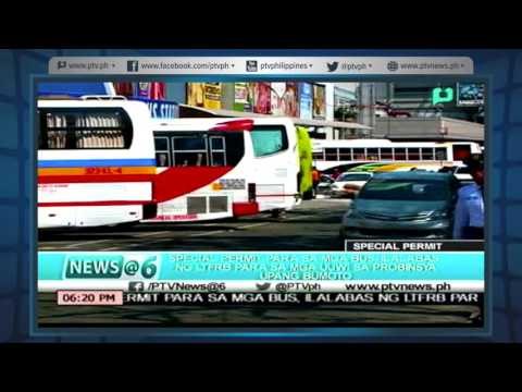 [News@6 Special Permit sa mga bus, ilalabas ng LTFRB para sa mga uuwi para bumoto [05|03|16]