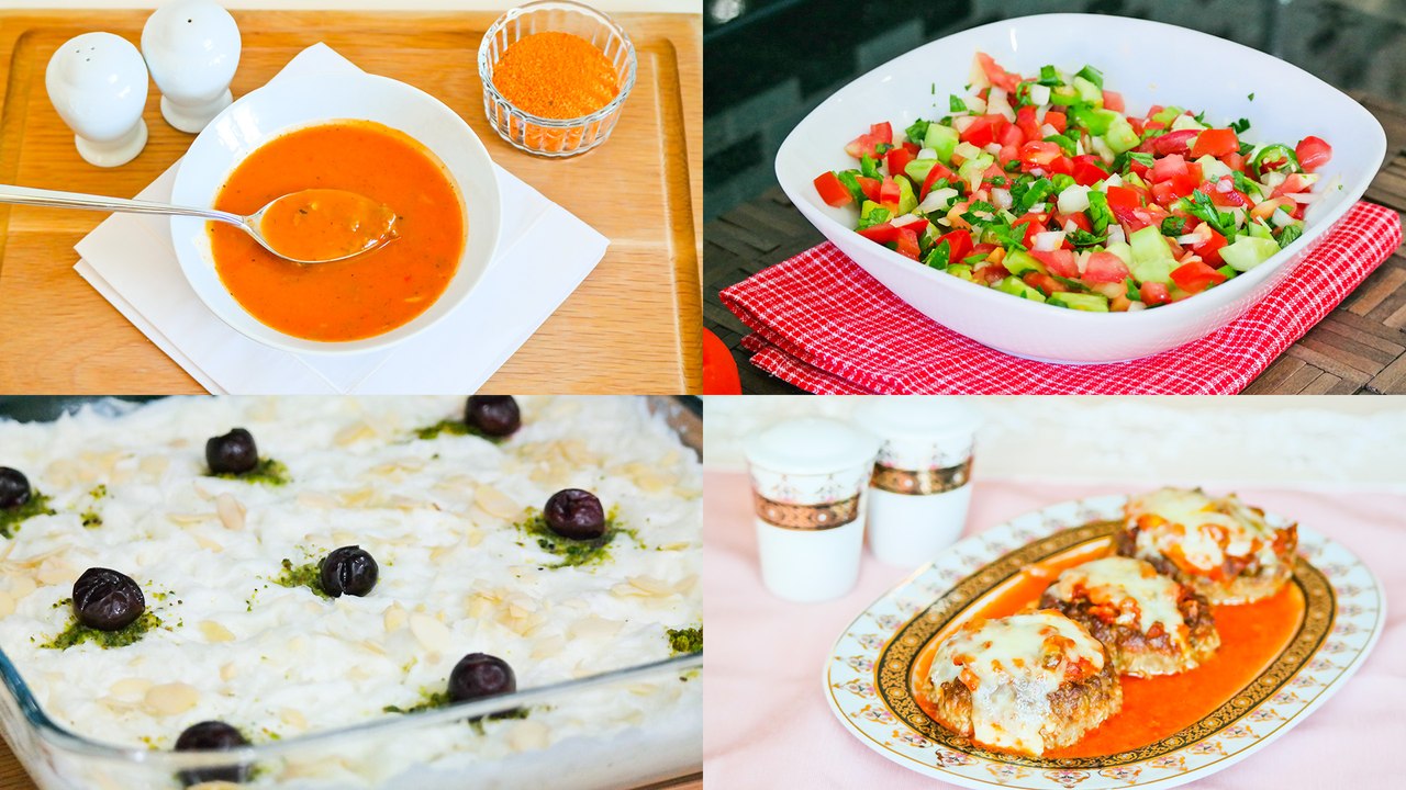 Menü 38 | Kıymalı Tarhana Çorbası, Çanak Köfte, Çoban Salatası, Bademli Güllaç